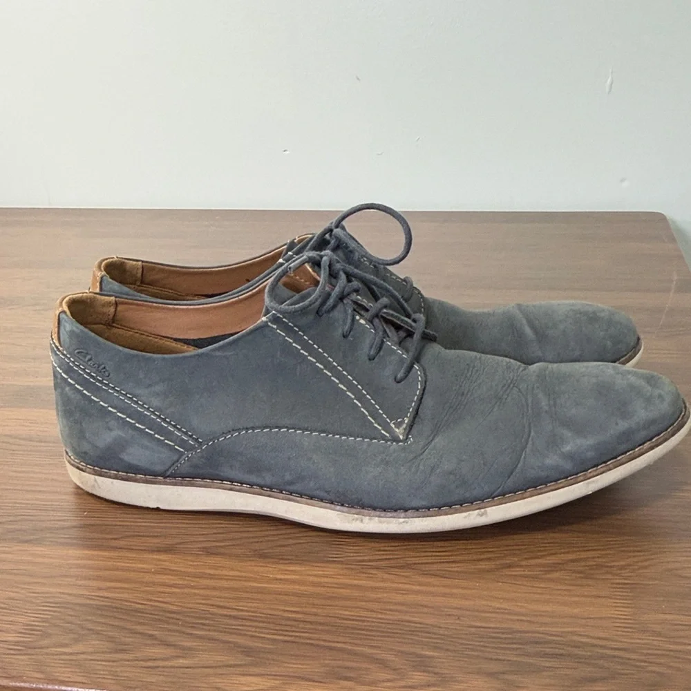 Clarks Men's Dark Gray Suede Oxfords Sz 12‎